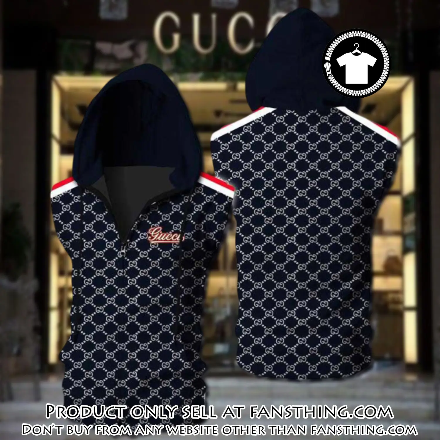 Gucci navy unisex sleeveless zip up hoodie luxury for men women szh006 fst0039470
